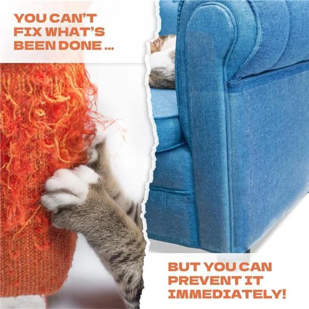 Cat Scratch Couch Protector - 8XL Sheets, Clear (Almost Invisible),Extra Durable